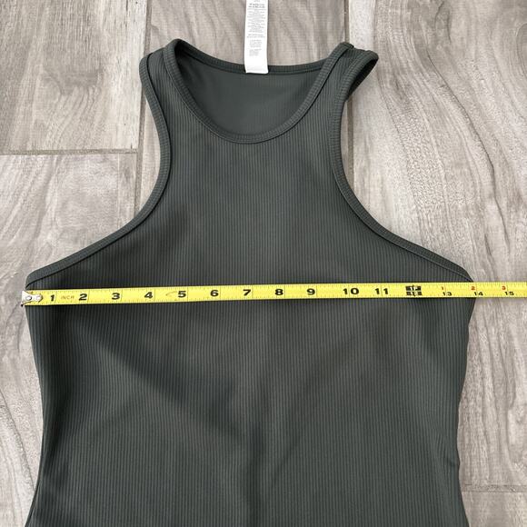 Alo Yoga Seamless Ribbed Green Dress Size Small Petite Racerback Pullover - Picture 4 of 9